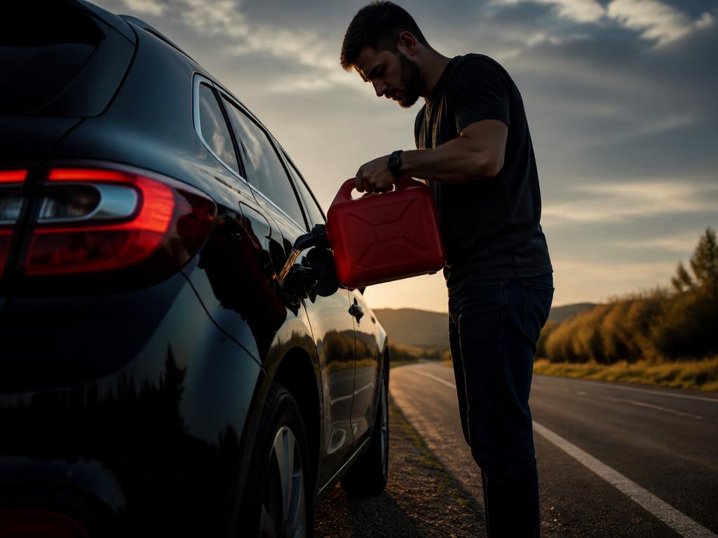 Roadside fuel delivery being poured into a stranded car in Memphis TN
